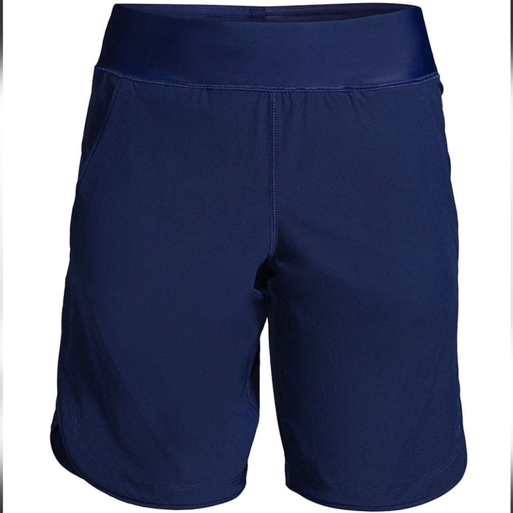 Lands' End Modest Swim Shorts, Rash Guard, Navy Blue, Like New, 9" Inseam